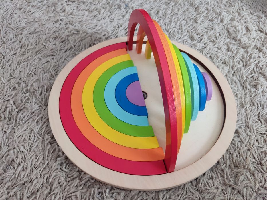 Arco-íris em Madeira - Brinquedo Montessori (15 peças)