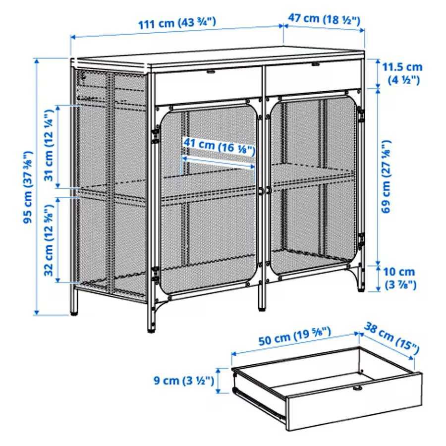 FJÄLLBO Kredens, czarny, 111x47x95 Fjallbo Ikea