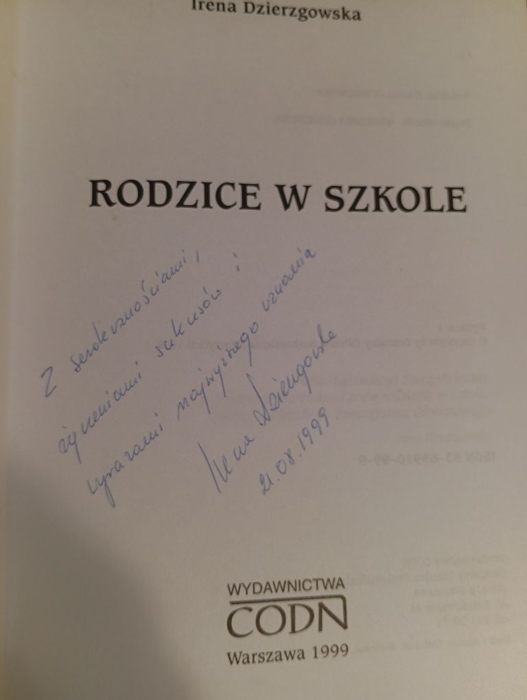 Irena Dzierzgowska - Rodzice w szkole - Książka z autografem