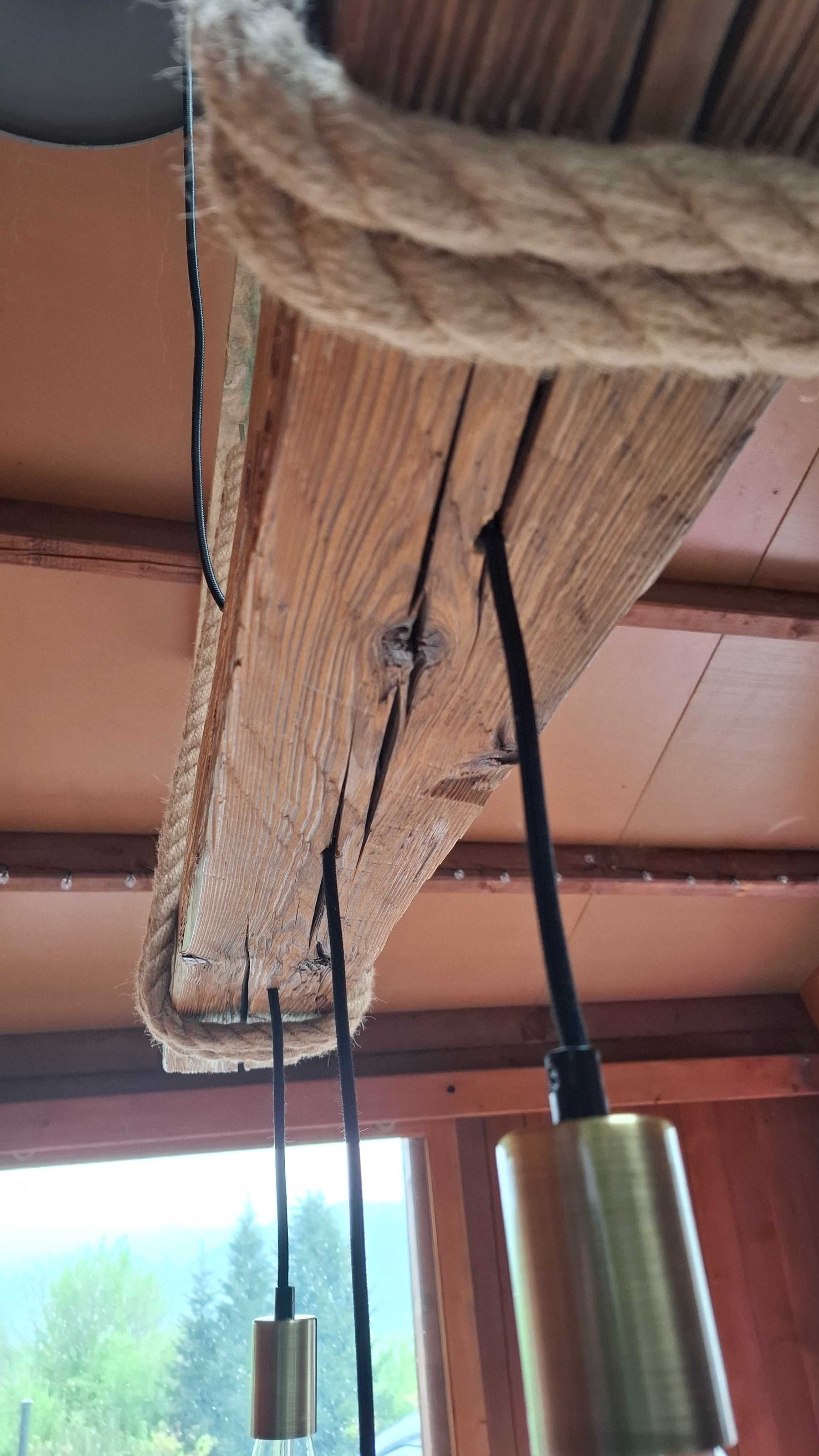 Wisząca Lampa Ze Starej Belki Ręcznie Wykonana Loft