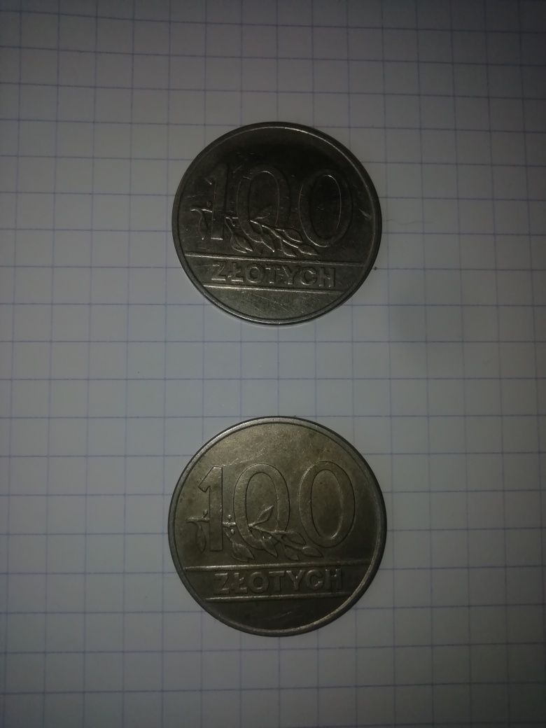 Moneta 100 zł 2 sztuki 1990 r.