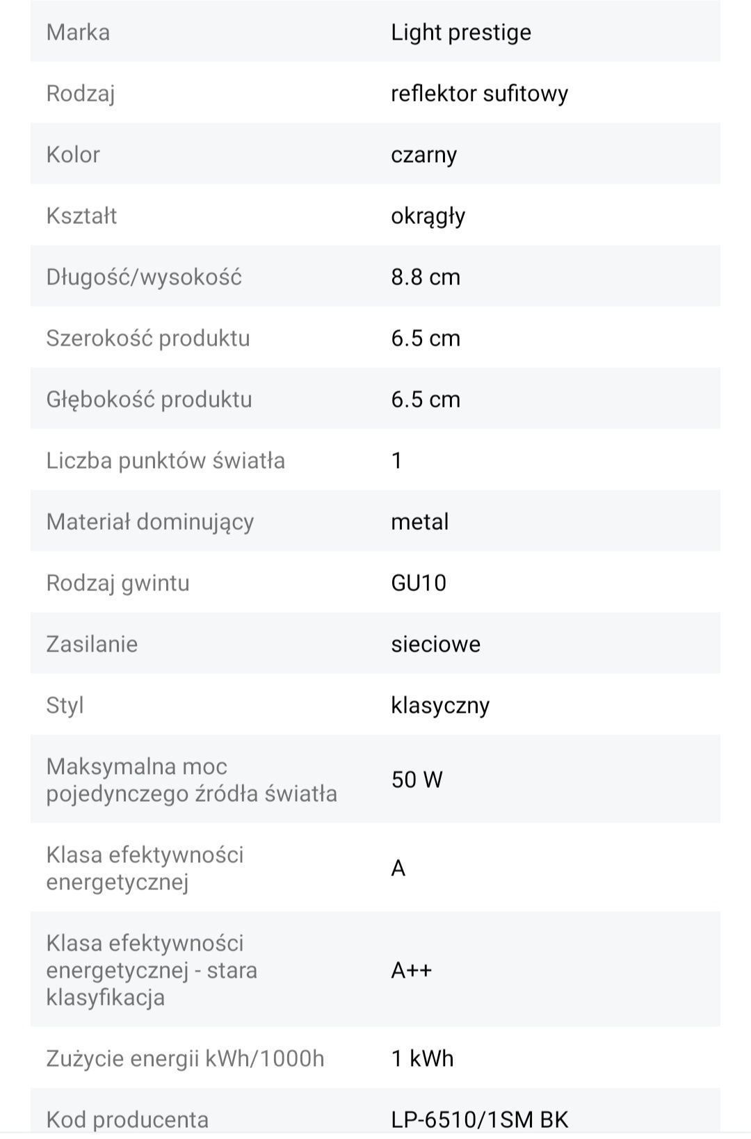 Sufitowy Reflektor  okrągły Light prestige czarny