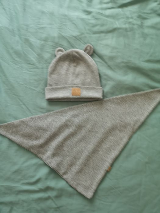 Komplet prążkowany czapka chustka Pani Pętelka handmade