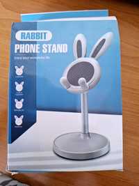 Uchwyt, stojak na telefon, smartphone, nowy, biały, królik