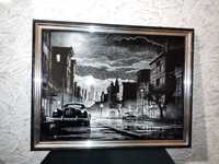 Картина "Улица" гравировка на стекле 30х40см