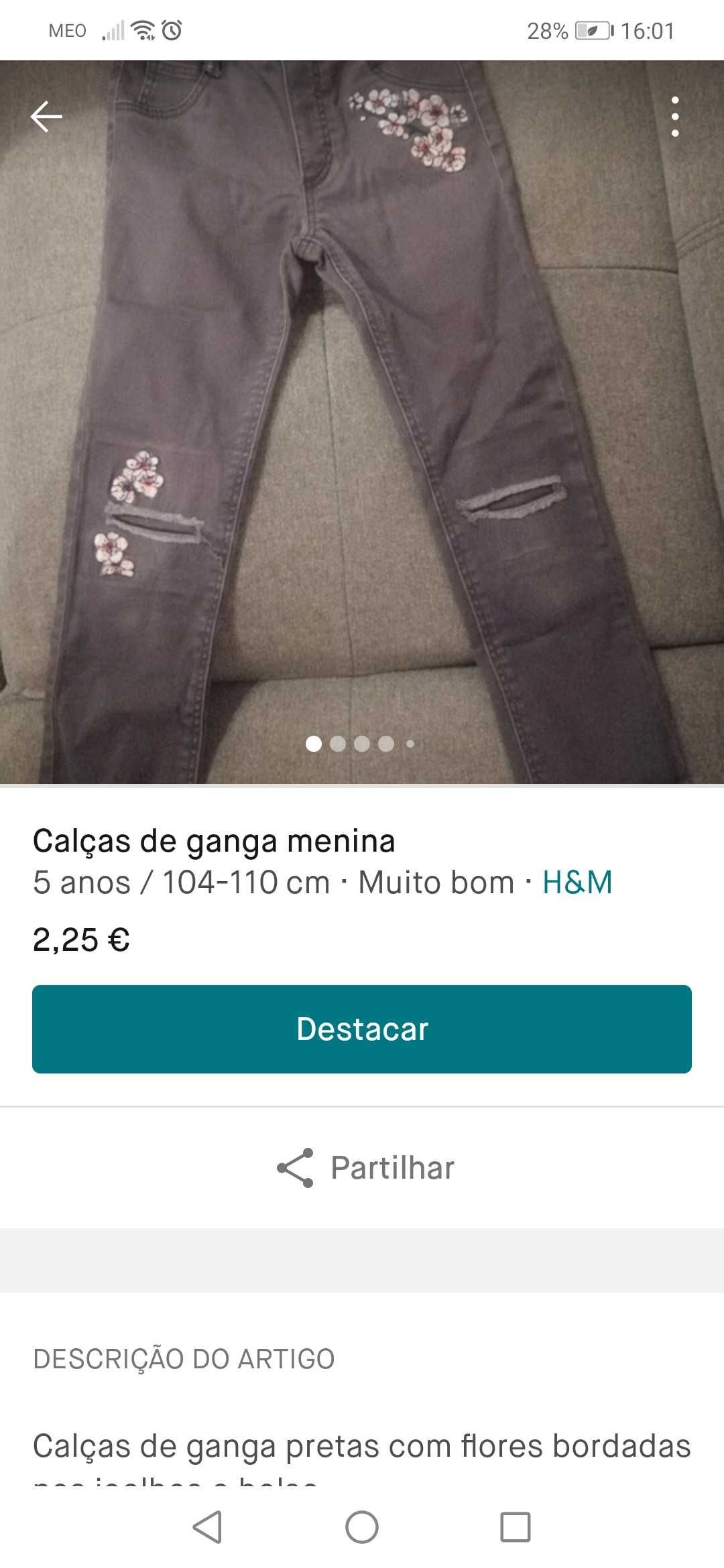 Calças para menina