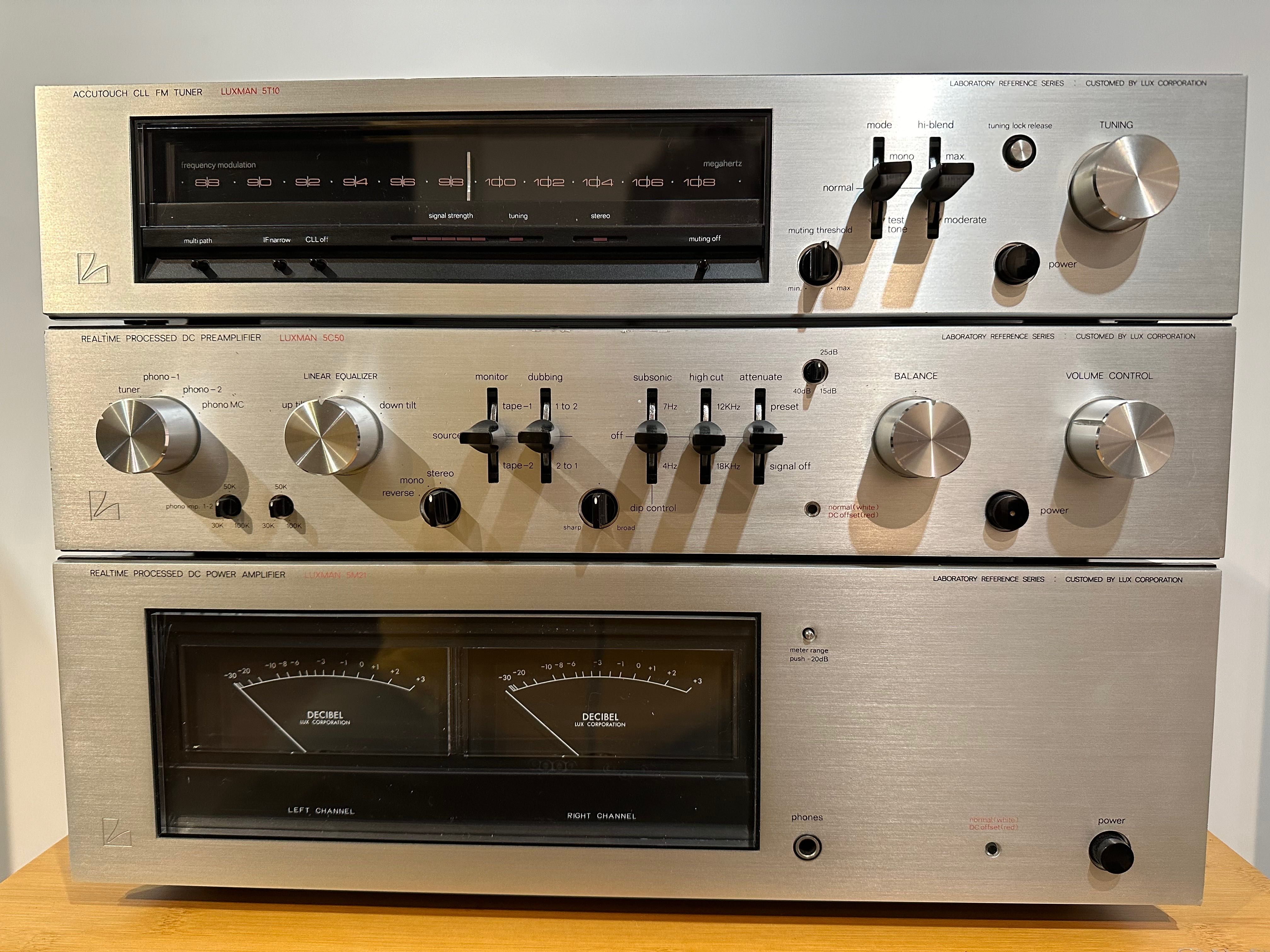 Luxman Laboratory Reference 5M21 + 5C50 + 5T10 zestaw stereo 2x100W