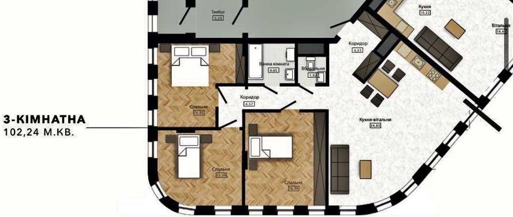 Продаж 3-кімнатної квартири в ЖК "Five Address" вул. Раковського 24А