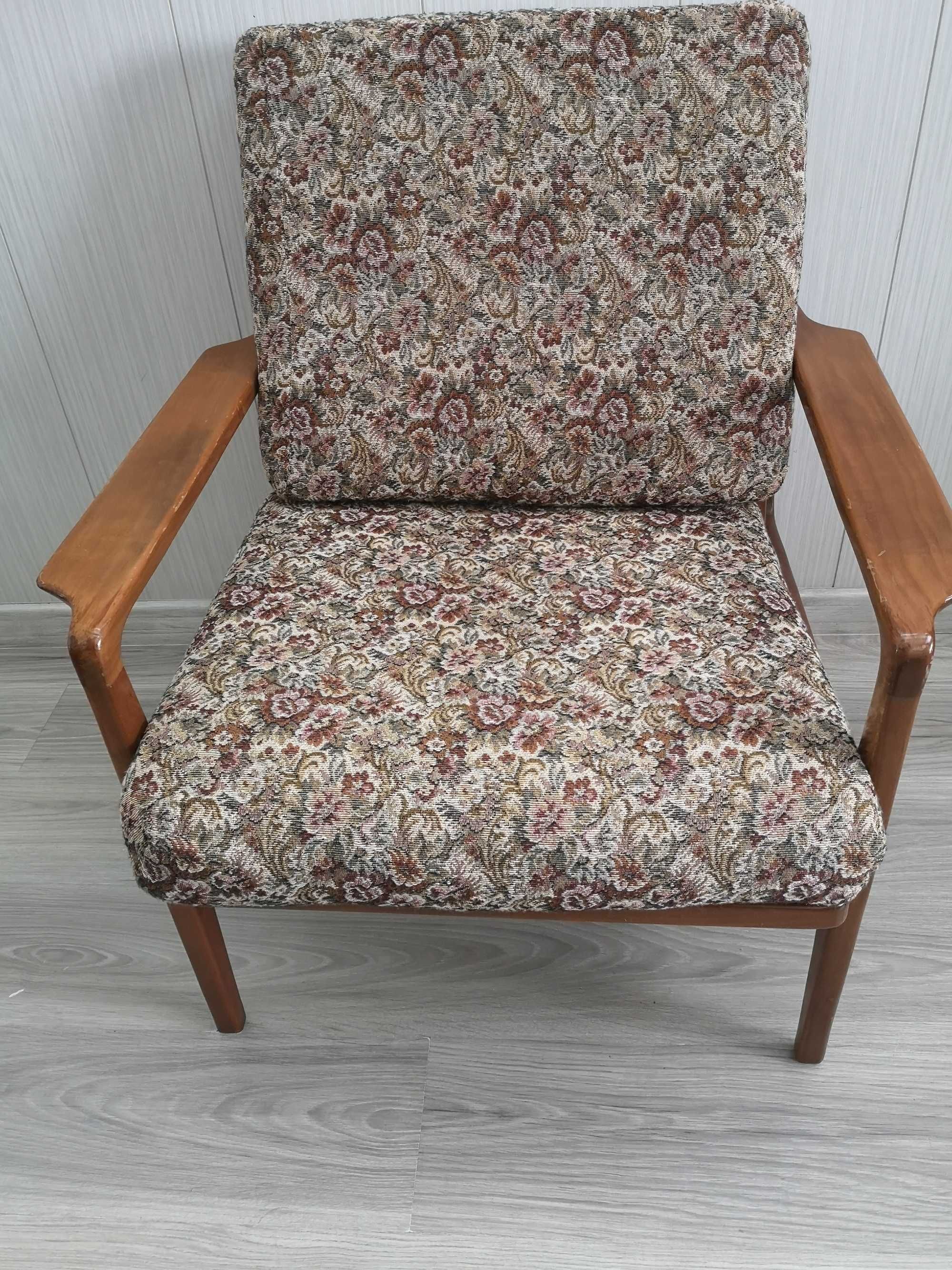 Fotel duński duńczyk odcienie brązu vintage retro lata 60 70