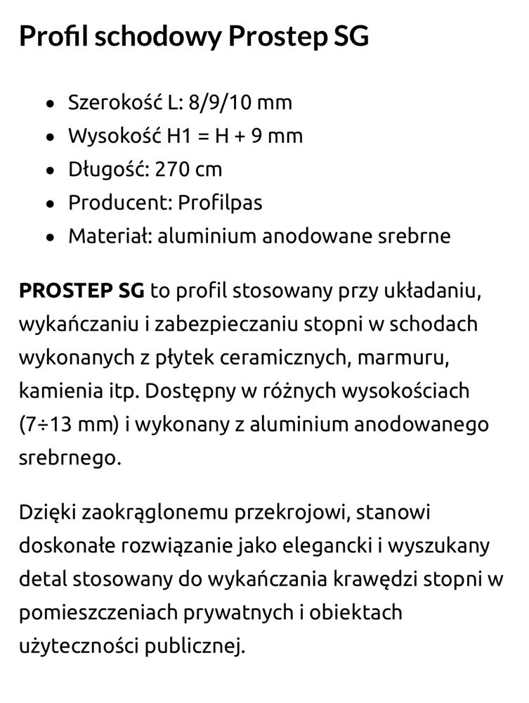 Profil schodowy Prostep SG