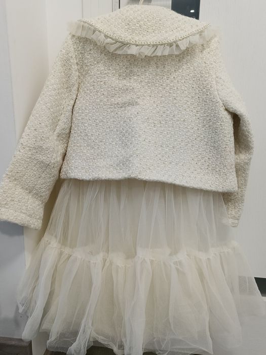 Комплект святковий піджак з комірцем і пишна фатинова сукня, 128-140