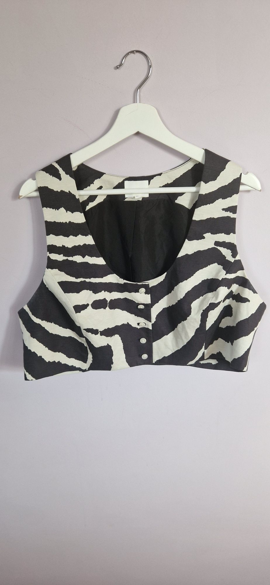 Krótka letnia kamizelka w zebrę plus size crop top H&M XL- 5XL
