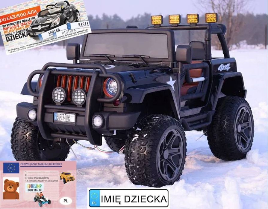 Dwuosobowe auto na akumulator JEEP MONSTER 4x4 z red. napędu WXE-1688