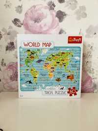 World Map Trefl 80 elementów Mapa Świata puzzle