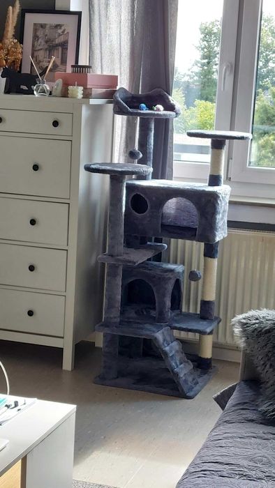 Drapak dla Kota Wielopoziomowy, Stabilny i Komfortowy Ciemnoszary NOWY