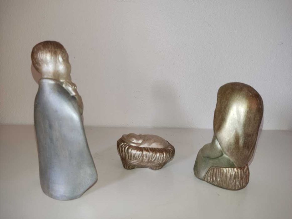 Presépio infantil 3 figuras gesso pintadas à mão