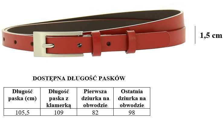 Cappuccino pasek skórzany damski 1,5 cm skóra naturalna PL