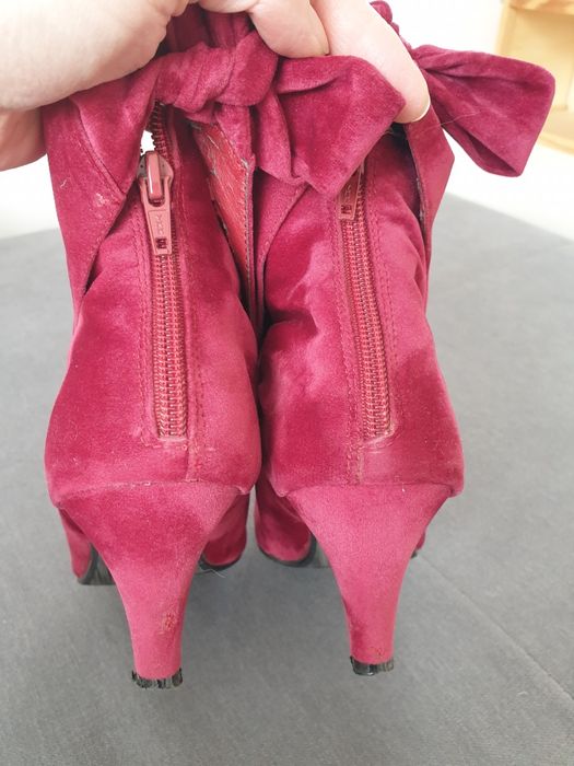 Damskie botki wiosenne, rozmiar 40, bordowe