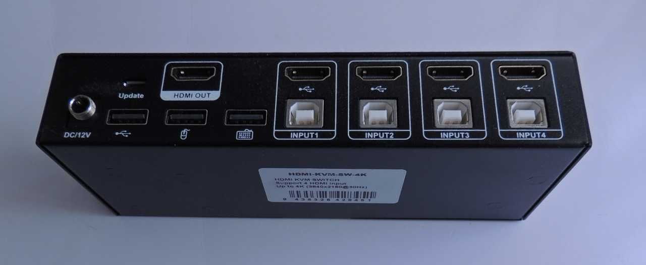 KVM Switch 4 PORT HDMI 4K - Até 4 PCs num só monitor/teclado/rato