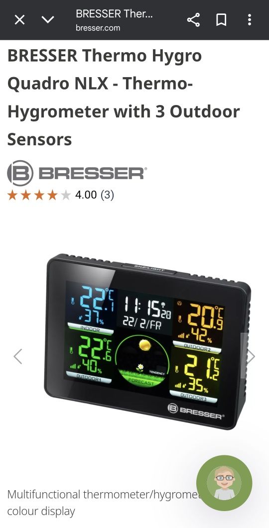 Weather station Bresser Quadro NLX with 3 outdoor sensors with guarant