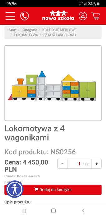 Meble dziecięce kolorowe lokomotywa