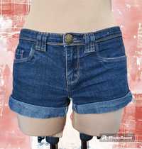 (XS/34) Jeansowe spodenki szorty z zakładkami