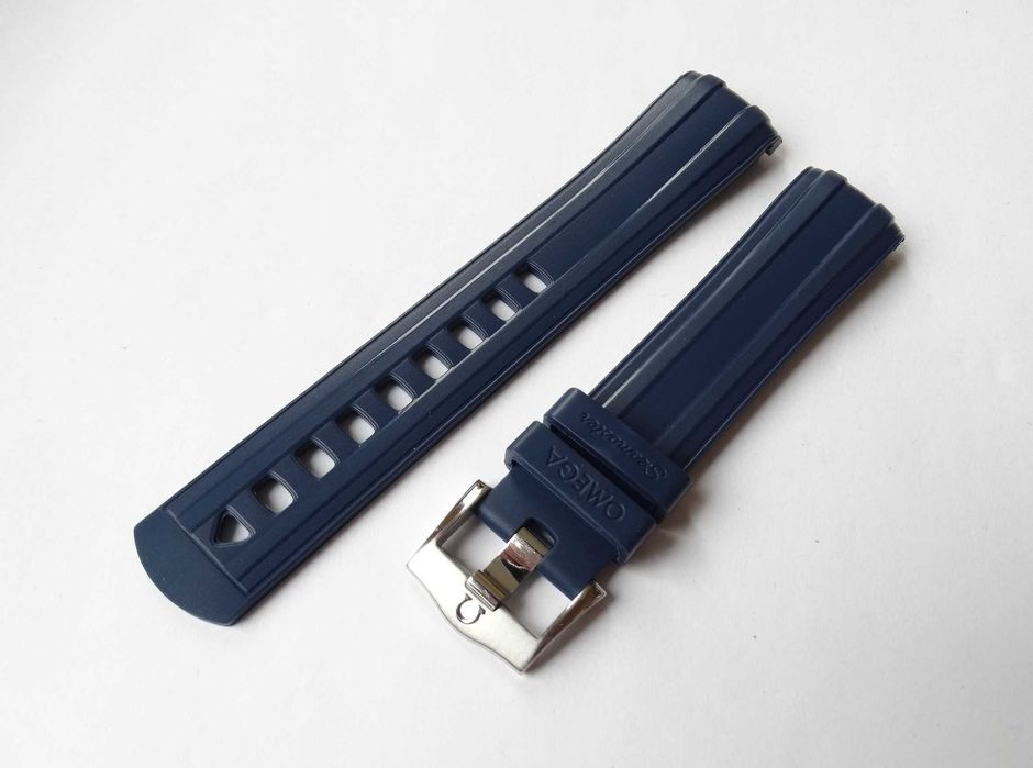 Pasek gumowy do zegarka Omega Seamaster 300 niebieski silikonowy