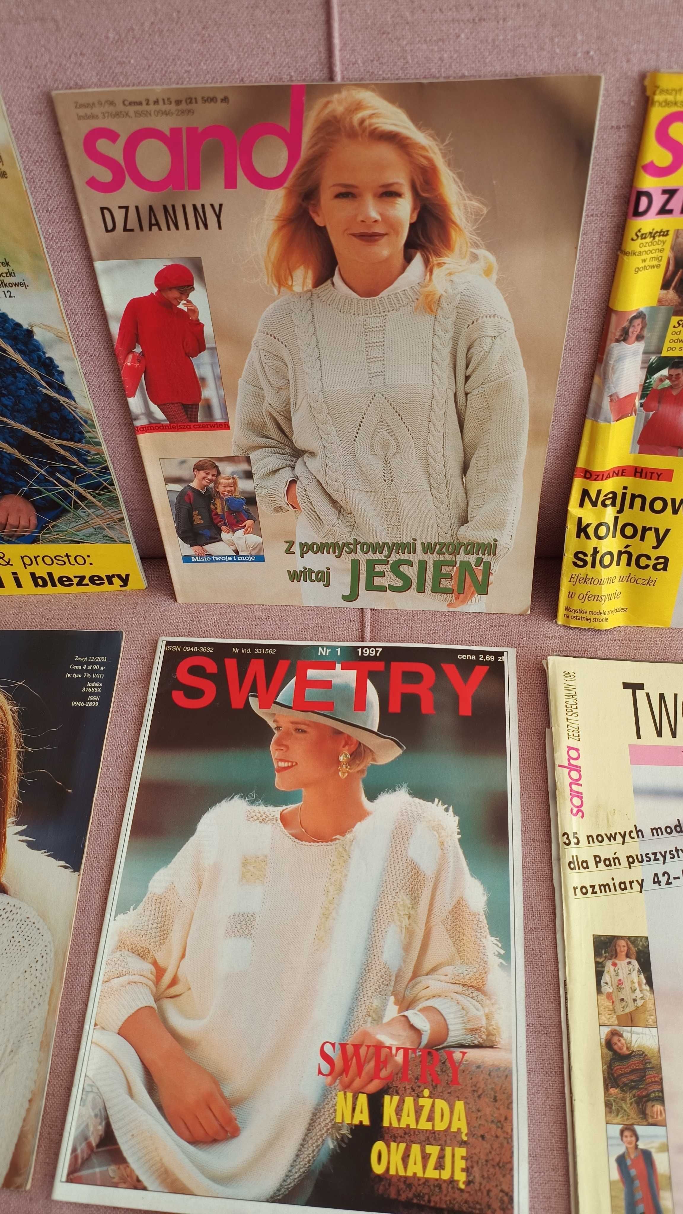 Swetry wzory na druty czasopisma różne Sandra, Sabrina, Twój Rozmiar