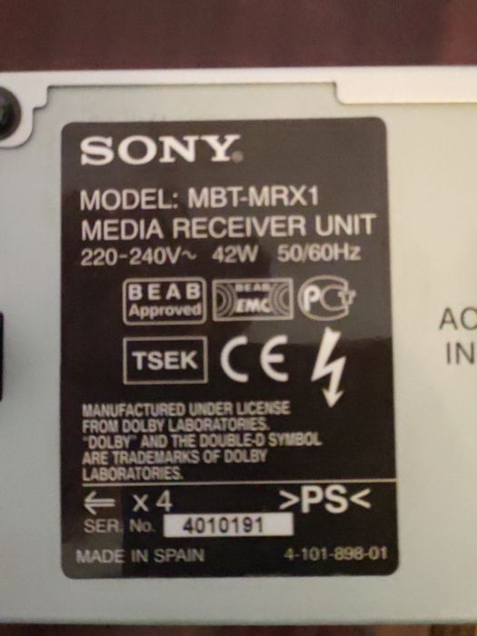 Телевізор SONY MBT-MRX1 42' плюс ресивер SONY  MBT-MRX1

MODEL: MBT-MR