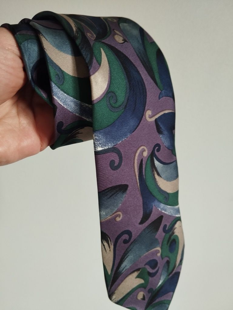 Krawat jedwabny 100% silk kolorowy, lila 9cm Da Vinci
