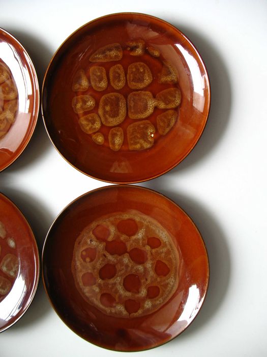 Talerze deserowe, vintage PRL Pruszków 1963 r. 6 sztuk