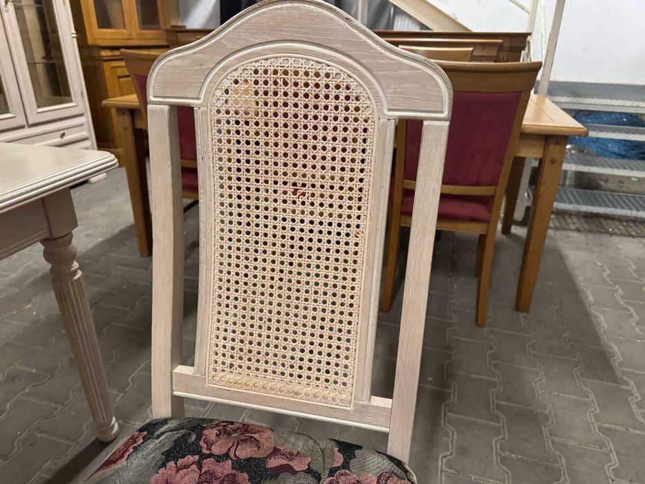 Stół drewniany zestaw stół i krzesła w stylu prowansalskim ecru