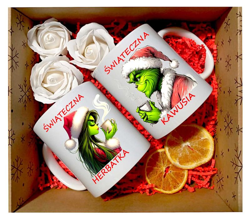 Zestaw prezentowy dwa kubki Grinch na mikołajki