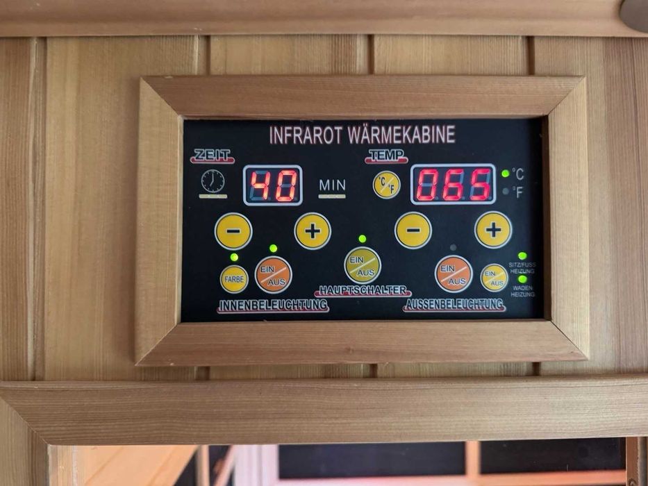 Sauna kabina infrared na podczerwień szklana 2os drewno 230V ze szkła