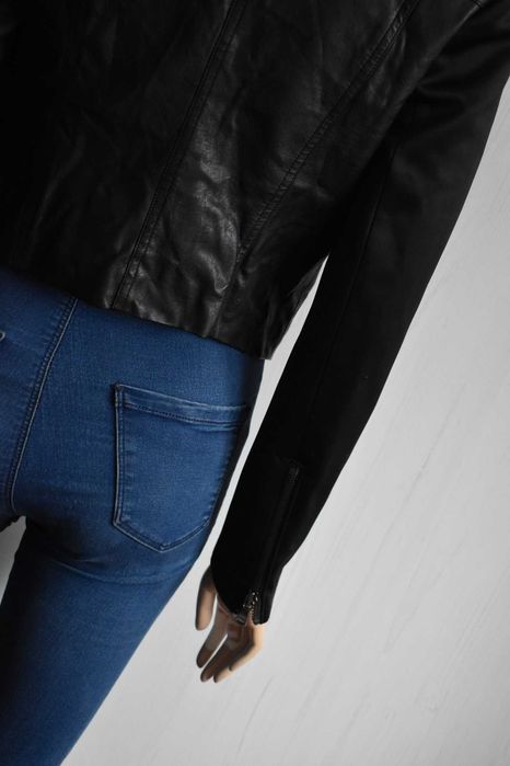 Kurtka XS S 34 ramoneska eko skórzana biker Sisley skóra pilotka