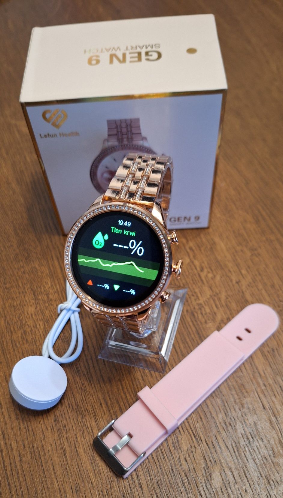 Smartwatch zegarek damski na bransolecie - POLSKIE menu + pasek