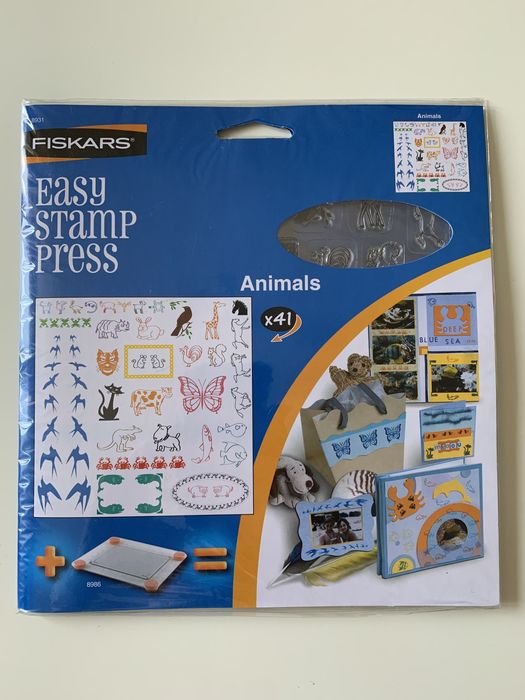 Zestaw stempli akrylowych zwierzaki, Fiskars Easy stamp press Animals