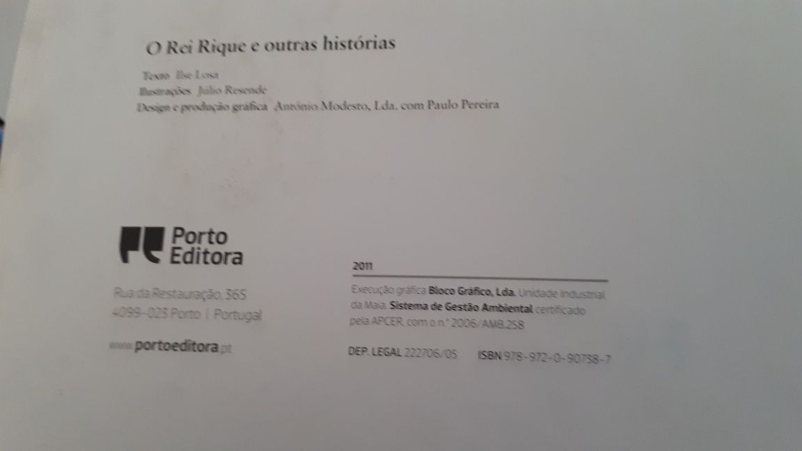 Livro o rei Rique e outras histórias