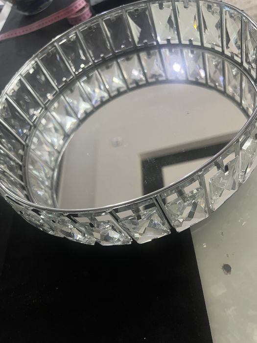 Taca duża srebrna lustro kryształy Home&you