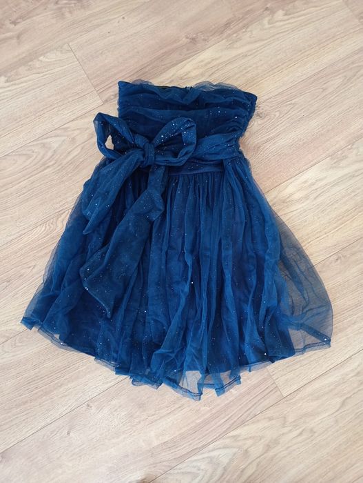 Sukienka mini 38 M granatowa tiul