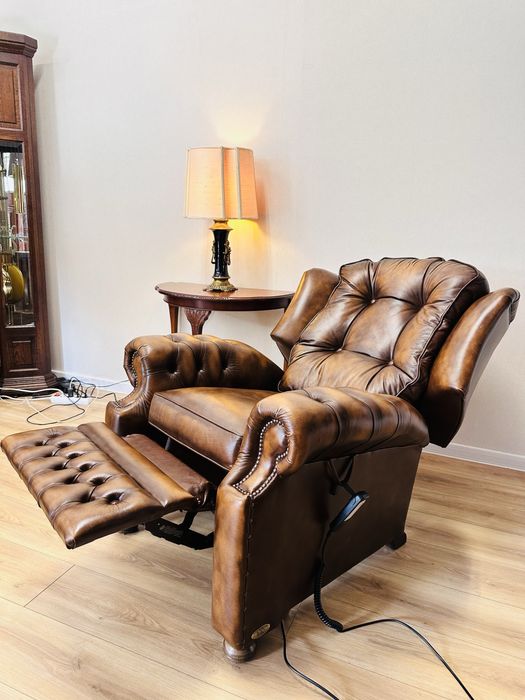 Angielski fotel uszak chesterfield RELAX ze skóry SPRINGVALE :)