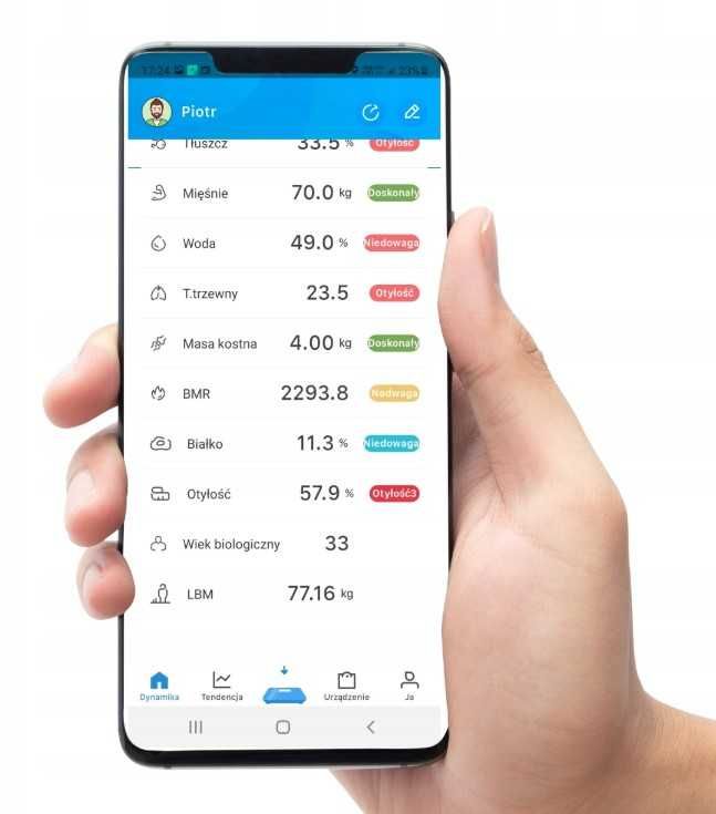 Waga Łazienkowa Analityczna na Aplikację Nowa SLIM 180KG SMART+ 25w1