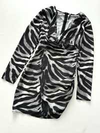 AsYou satynowa sukienka zebra print