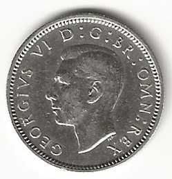 Six Pence de 1937 George VI,  Inglaterra