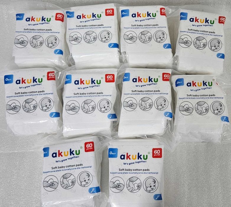 Płatki kosmetyczne Akuku chusteczki mokre duże 600szt nawilżające