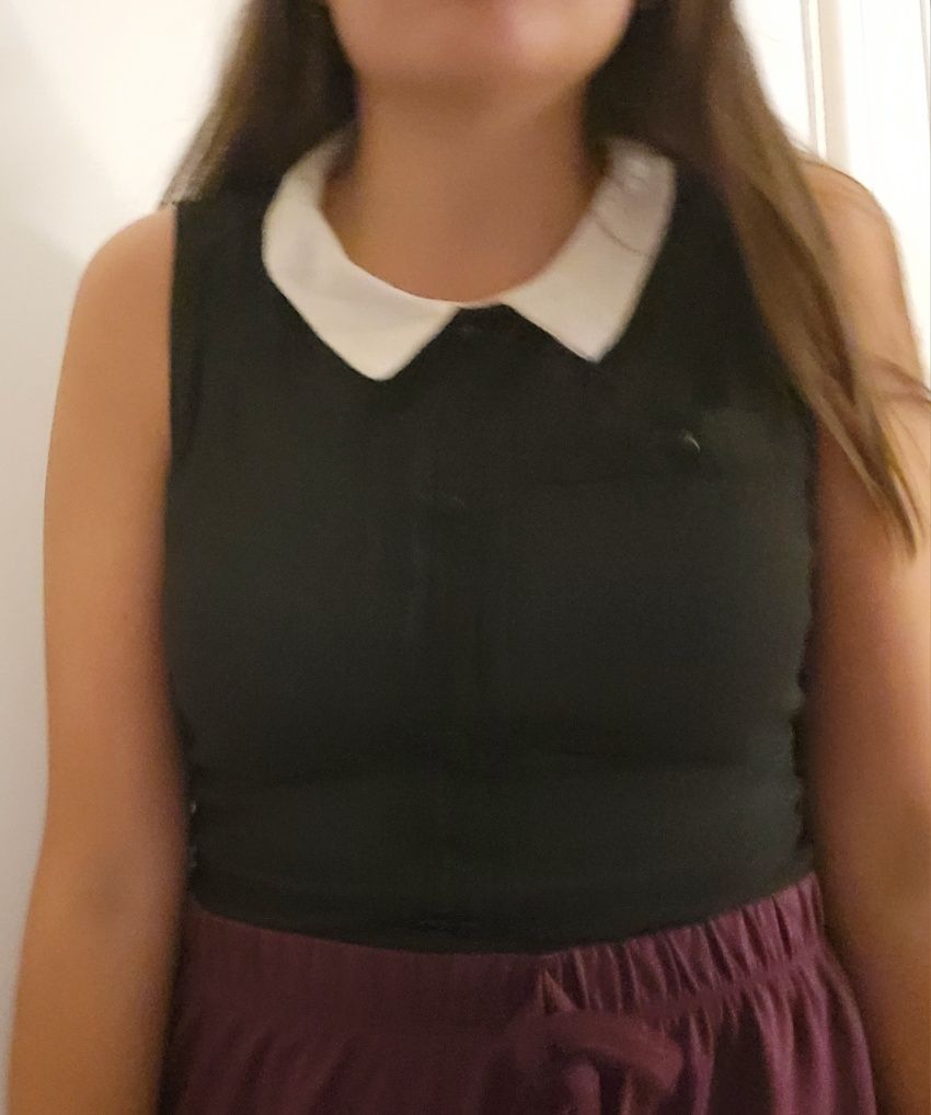 Top preto c/ gola branca | Primark
