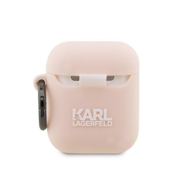 Etui Karl Lagerfeld Silicone Karl's Head 3D do AirPods 1/2 - Różowy