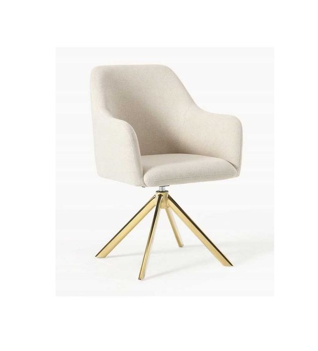 Krzesło obrotowe fotel z podłokietnikami Isla 180° na złotej podstawie