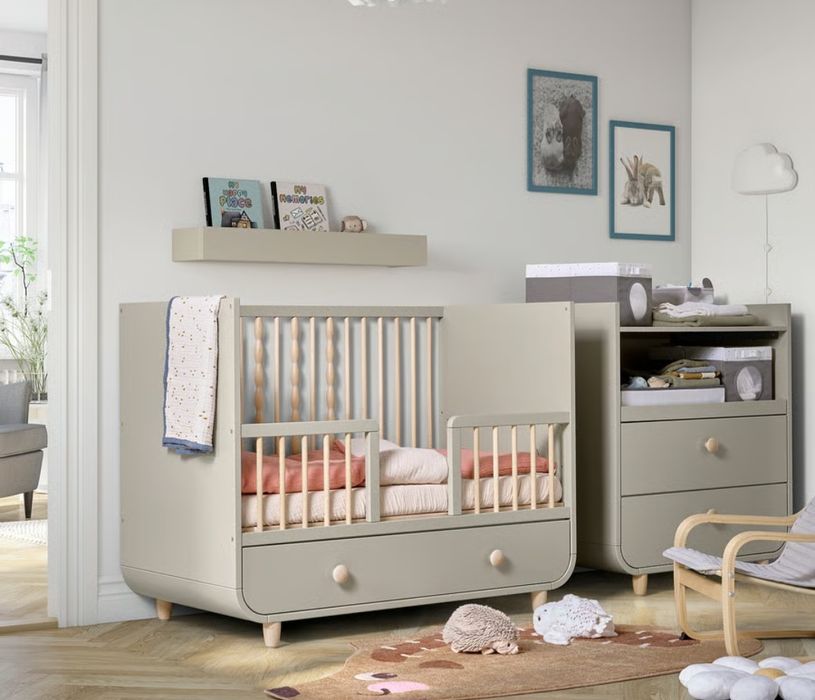 MYLLRA
Łóżeczko z szufladą, beżowy, 60x120 cm