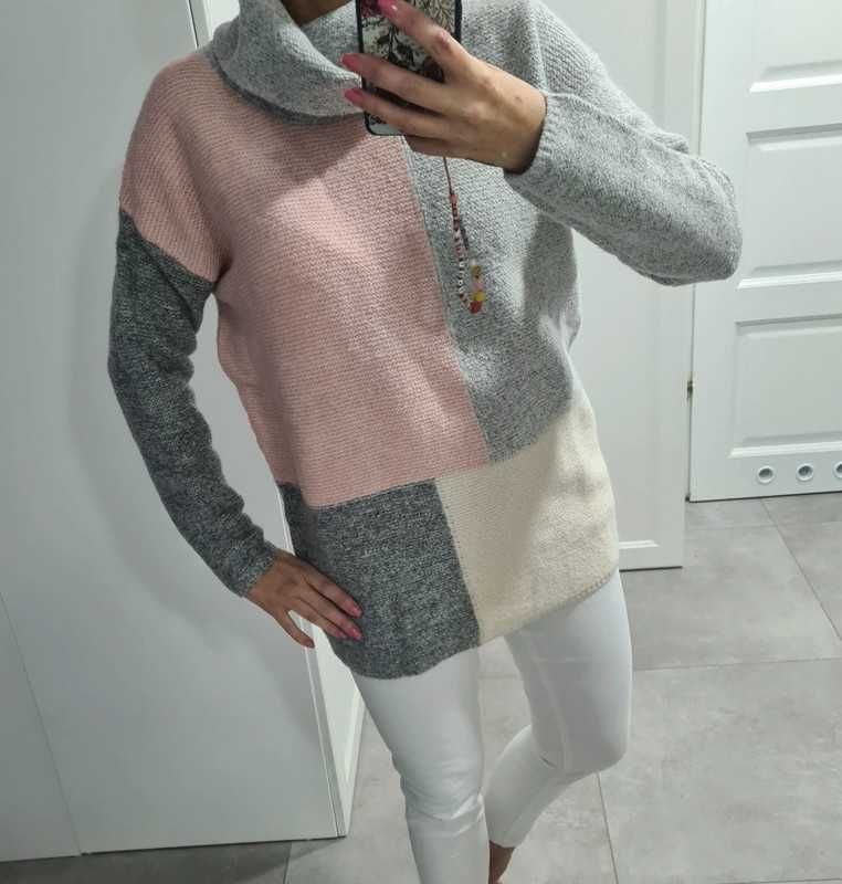 Reserved nowy pastelowy sweter golf